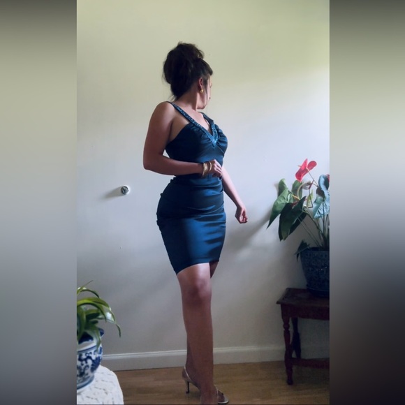 Vintage Betsy and Adam Mini Navy Blue Party Dress - Picture 2 of 7